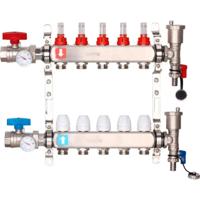 Коллектор регулируемый с расходомерами GAPPO G422,5 5-вых. X1